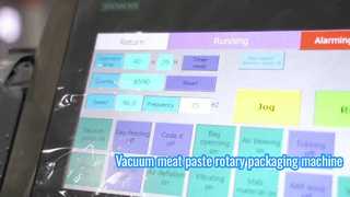 Confezionatrice rotativa per sacchetti sottovuoto per pasta di carne