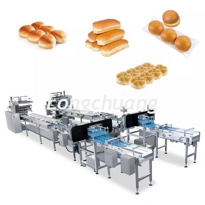 qualità  Multifunction Bakery Food Automatic Feeding Line Burger Bun Hot Dog Hamburger Packaging Machine fabbrica
