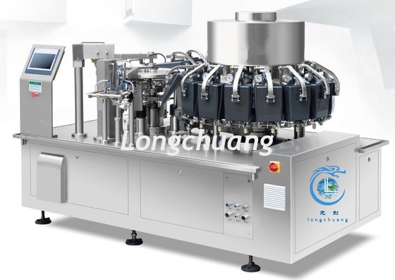 qualità  High Speed 100BPM Rotary Automatic Vacuum Packaging Machine For Dried Meat Dumplings fabbrica